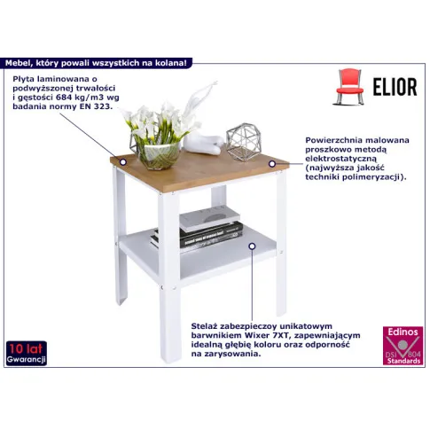 Minimalistyczny stolik Kurina 5X biały dąb lancelot