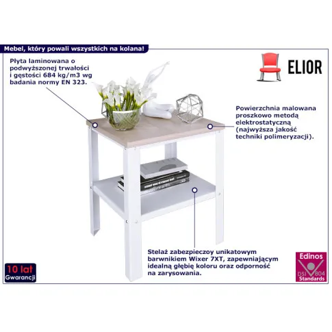 Minimalistyczny stolik Kurina 5X biały dąb sonoma