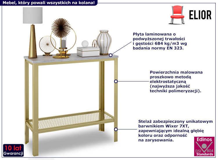 Nowoczesna konsola Erid 3X złoty+beton