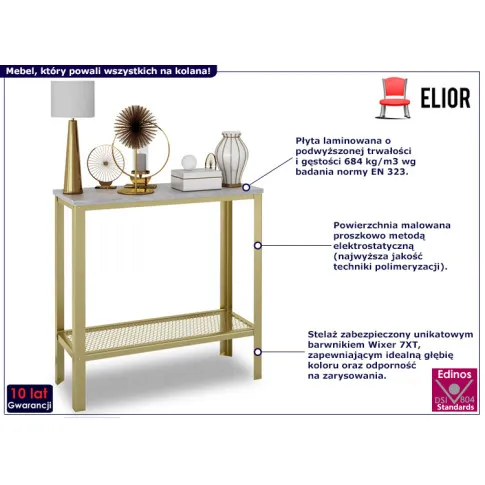 Nowoczesna konsola Atrosa 3X złoty   beton