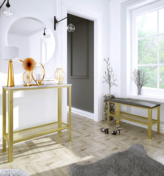 Wizualizacja konsoli Erid 3X złoty+beton