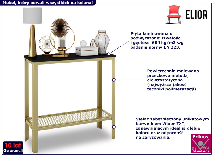 Nowoczesna konsola Erid 3X złoty+czarnypołysk