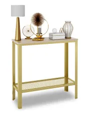 Nowoczesna konsola z metalowym stelażem złoty + dąb sonoma - Erid 3X w sklepie Edinos.pl