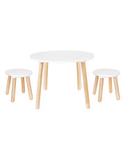 Biały drewniany dziecięcy stolik z krzesełkami - Geronimo