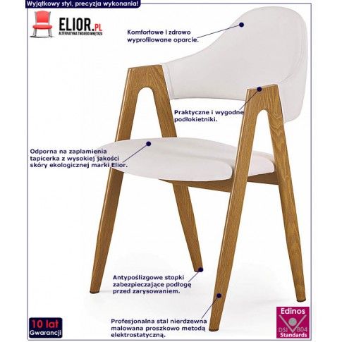 Fotografia Krzesło gięte z podłokietnikami Ebris - białe z kategorii Inne krzesła tapicerowane