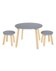 Srebrny okrągły stolik z krzesełkami dla dzieci - Geronimo w sklepie Edinos.pl