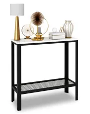 Konsola z metalowym stelażem w stylu loft czarny + biały połysk - Erid 4X w sklepie Edinos.pl
