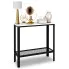Konsola z metalowym stelażem w stylu loft czarny + biały połysk - Erid 4X