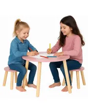 Różowy zestaw dla dziewczynki stolik z taboretami - Arix w sklepie Edinos.pl