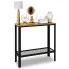 Industrialna konsola z półką czarny + dąb lancelot - Erid 4X
