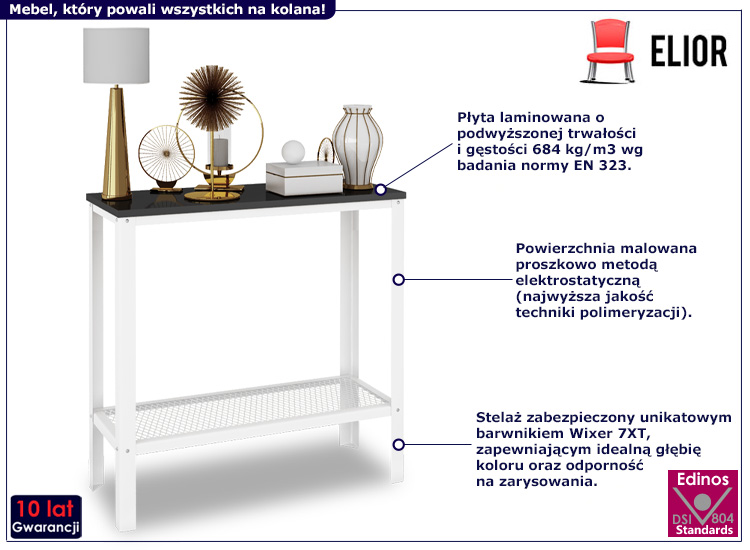Nowoczesna konsola Erid 5X biały+czarny połysk