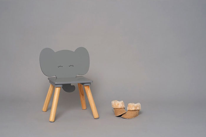Szare krzesełko dla dzieci w kształcie słonia Armo