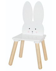 Krzesło dla dzieci z drewna biały króliczek - Armo w sklepie Edinos.pl