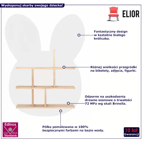 Biała półka wisząca dla dziecka Pera 3X