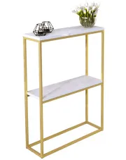 Minimalistyczna konsola złoty + biały połysk - Carello 3X w sklepie Edinos.pl