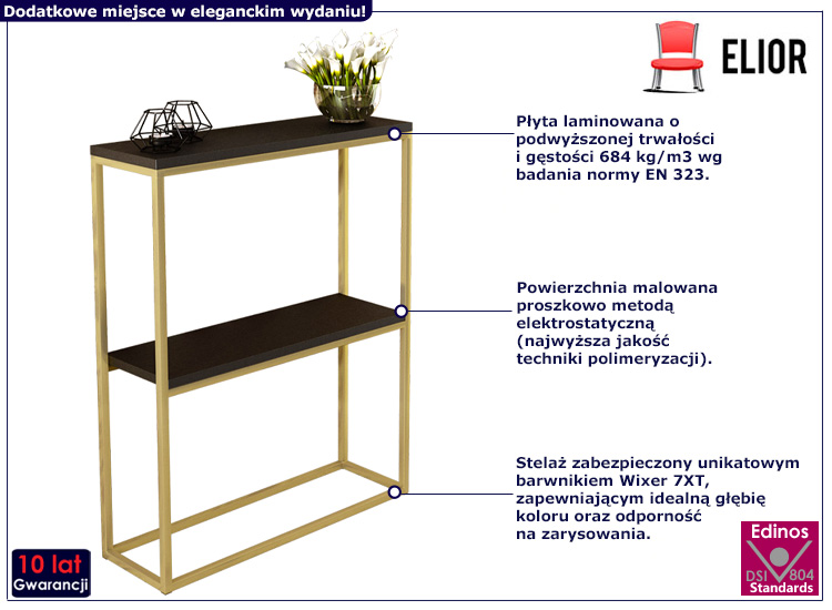 Minimalistyczna konsola Carello 3X złoty+czarny
