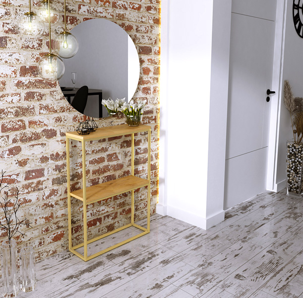 Wizualizacja konsoli Carello 3X złoty+dąb lancelot