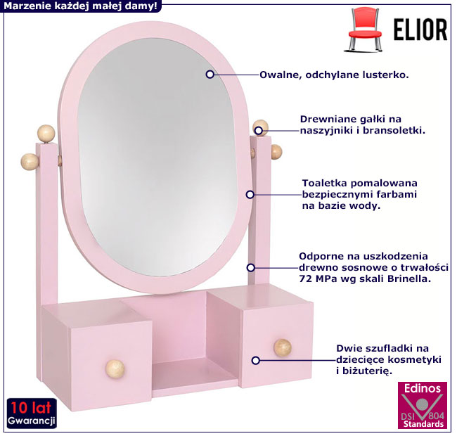 Różowa toaletka dziecięca Enva