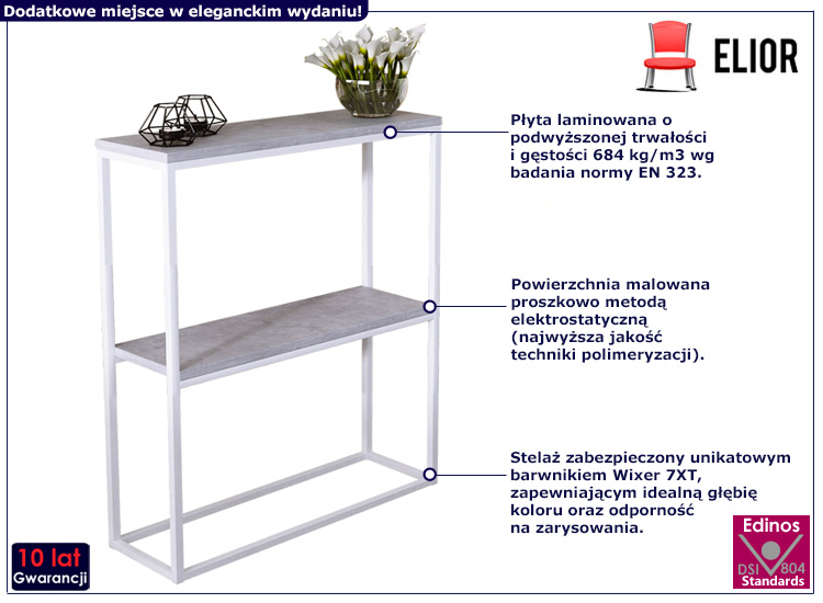Minimalistyczna konsola Carello 5X biały+beton