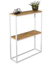 Minimalistyczna konsola biały + dąb lancelot - Carello 5X w sklepie Edinos.pl