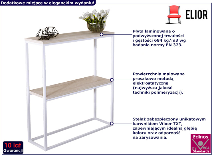 Minimalistyczna konsola Carello 5X biały+dąb sonoma