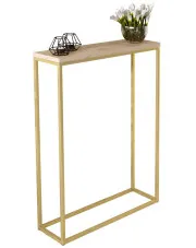 Wąska konsola do korytarza złoty + dąb artisan - Carello 6X w sklepie Edinos.pl