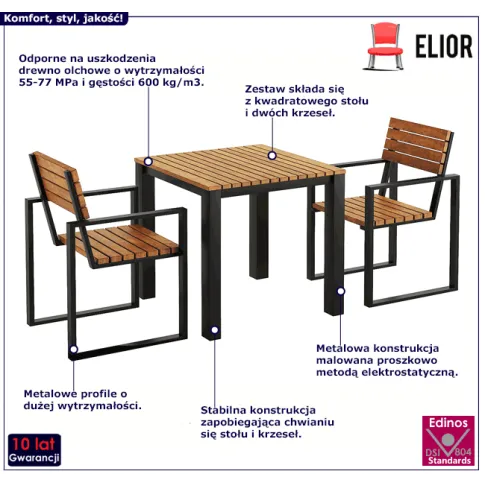 Zestaw mebli ogrodowych Vaxi 5X stół z 2 krzesłami