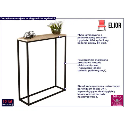 Konsola z półką Erosa 7X czarny dąb artisan