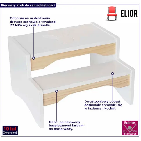 Biały stołek ze schodkiem dla dzieci Trapsi