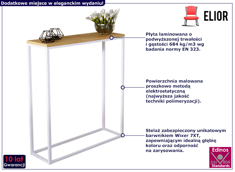 Minimalistyczna konsola Carello 8X biały+dąb lancelot