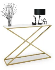 Konsola w stylu glamour złoty + biały połysk - Logan 3X w sklepie Edinos.pl