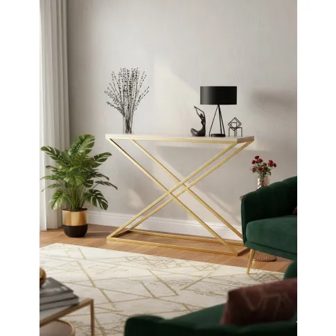 Konsola toaletka glamour złoty   dąb sonoma   Logan 3X