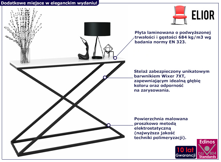 Nowoczesna konsola Ergik 4X czarny+biały połysk