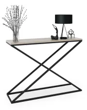 Nowoczesna konsola z metalowym stelażem czarny + dąb sonoma - Logan 4X w sklepie Edinos.pl