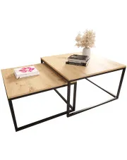 Nowoczesny zestaw 2 stolików kawowych dąb artisan - Donel w sklepie Edinos.pl