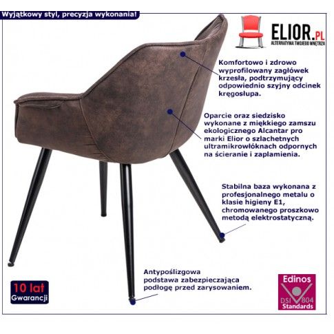 Fotografia Brązowy skórzany fotel z podłokietnikami - Migusto z kategorii Fotele wypoczynkowe