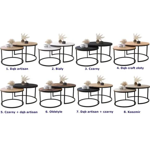 Wersje kolorystyczne zestawu 2 stolikow kawowoych onrero 3x