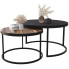 zestaw 2 okrągłych stolików kawowych do salonu loft deska czarny onraro 4x