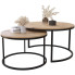 Komplet 2 okrągłych stolików metalowych dąb artisan + print - Onrero 4X