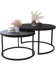 Podwójny okrągły stolik kawowy czarny + print - Onrero 4X w sklepie Edinos.pl