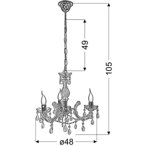 wymiary kryształowego żyrandola 003 perlos