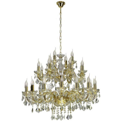 złoty duży żyrandol świecznikowy do salonu w stylu glamour z010 perlos