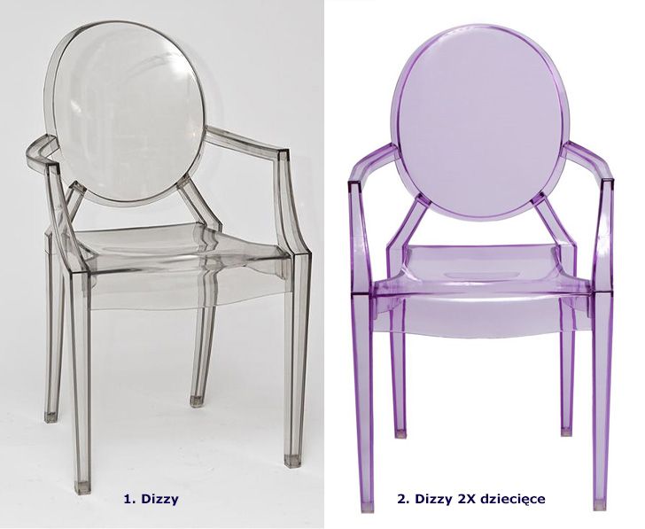 Stylowe krzesła Dizzy - przezroczyste