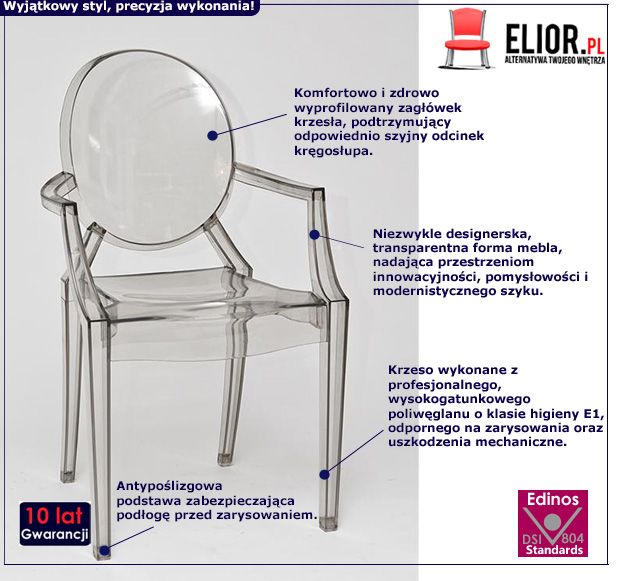 Modne krzesło Dizzy - transparentne