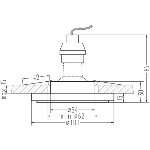 wymiary oprawy stropowej lampy podtynkowej oczko z015 orfo