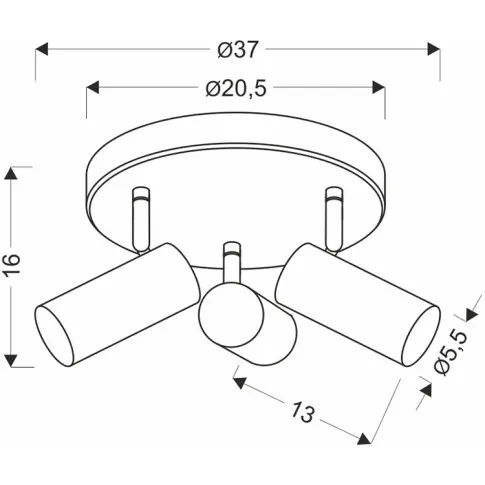 wymiary regulowanej lampy sufitowej metalowej w stylu nowoczesnym z013 lesi