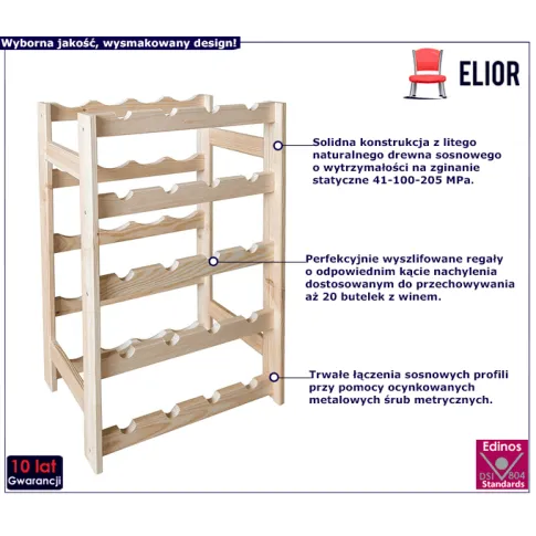 regał na wino z drewna sosnowego Verdot 3X