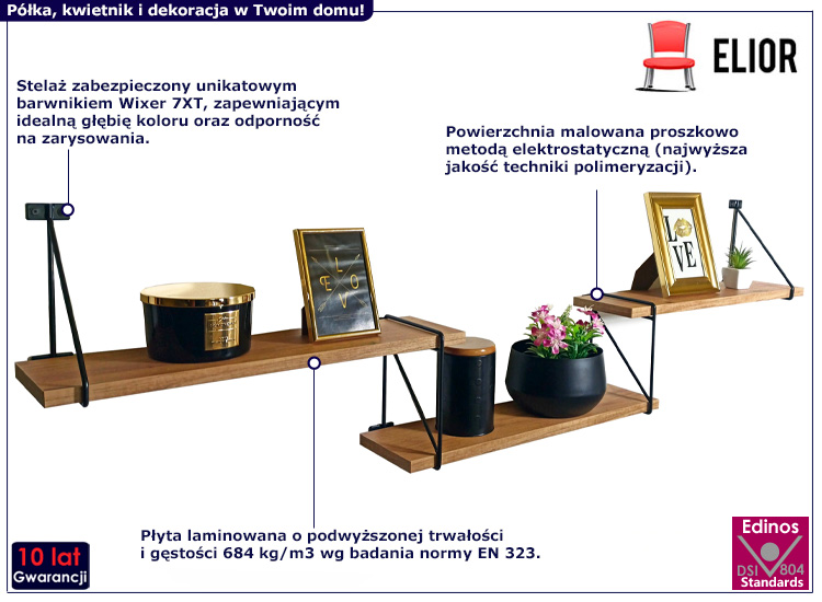 Potrójna półka ścienna Xeris 3X dąb craft