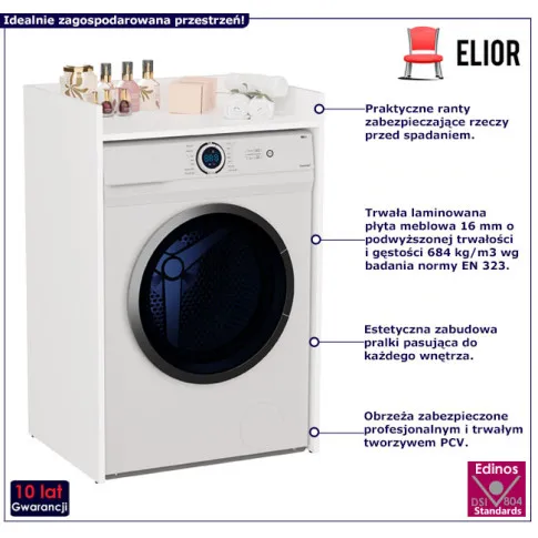 Białą szafka na pralkę z blatem Asta