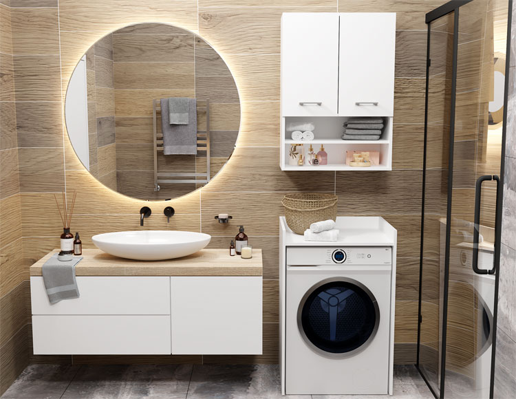 Biała półka na pralkę minimalistyczna Rubes